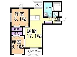 タンドゥールタン 2LDKの間取図画像