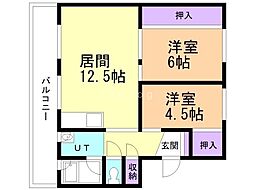 ビレッジハウス新千代田2号棟 2LDKの間取図画像