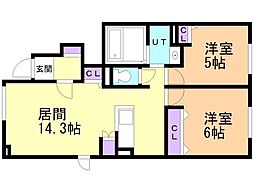 アーデルハイツ A 2LDKの間取図画像