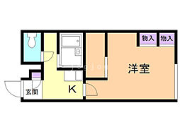 レオパレスソレーユ1 1Kの間取図画像