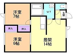 グランメール3 2LDKの間取図画像