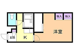 レオパレスヴェルデュール 1Kの間取図画像