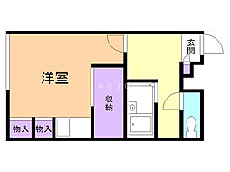 レオパレスベンデュール 1Kの間取図画像