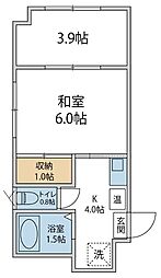 ロイヤルハイツ野々市 2Kの間取図画像