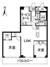 バルミー横川 2SLDKの間取図画像