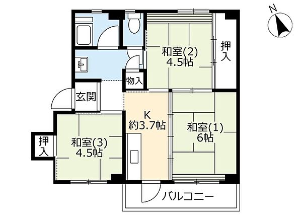 UR明石舞子 0A21-0503｜兵庫県明石市松が丘4丁目(賃貸マンション3K・5階・46.00㎡)の写真 その2