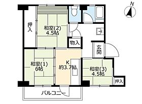 UR鈴蘭台第一 0047-0404 ｜ 兵庫県神戸市北区北五葉5丁目（賃貸マンション3K・4階・46.00㎡） その2