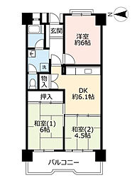UR都市機構ポートアイランド団地55号棟 3DKの間取図画像