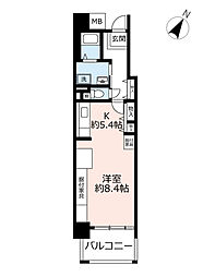 UR都市機構キャナルタウンウエスト4号棟 1DKの間取図画像