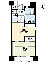 UR都市機構サンラフレ明石15棟 1DKの間取図画像