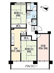 UR都市機構ポートアイランド団地61号棟 3DKの間取図画像