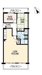 UR都市機構アミティ学園西町団地712号棟 2LDKの間取図画像