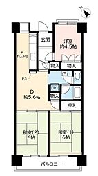 UR都市機構ポートアイランド団地61号棟 3DKの間取図画像