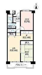 UR都市機構ポートアイランド団地57号棟 2LDKの間取図画像