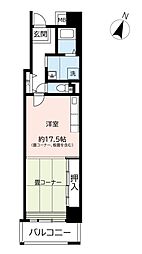 UR都市機構キャナルタウンウエスト4号棟 1Kの間取図画像