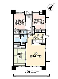 UR都市機構キャナルタウンウエスト4号棟 3LDKの間取図画像