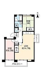 UR都市機構ポートアイランド団地61号棟 2LDKの間取図画像
