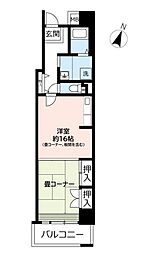 UR都市機構キャナルタウンウエスト4号棟 1Kの間取図画像