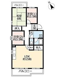 UR都市機構アミティ学園西町団地712号棟 3LDKの間取図画像
