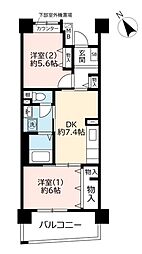 UR都市機構フレール六甲桜ケ丘 2DKの間取図画像