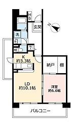 UR都市機構ルネシティ脇浜町3号棟 1LDKの間取図画像