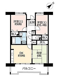 UR都市機構ルゼフィール名谷東421号棟 3DKの間取図画像