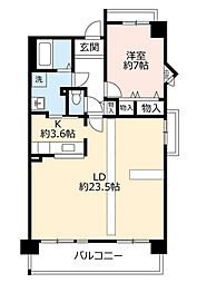 UR都市機構KOBE・岡本団地1号棟 1LDKの間取図画像