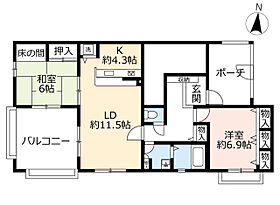 URグリーンヒルズ東山台  ｜ 兵庫県西宮市東山台1丁目（賃貸マンション2LDK・1階・76.03㎡） その2