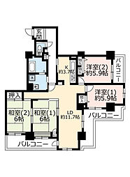 UR都市機構酉島リバーサイドヒルなぎさ街20号棟 4LDKの間取図画像
