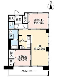 UR都市機構パークタウン西武庫11号棟 2LDKの間取図画像