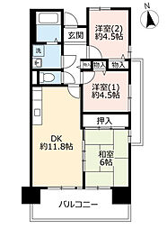 UR都市機構ルゼフィール潮江1号棟 3DKの間取図画像