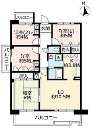 UR都市機構アルビス寺本2号棟 4LDKの間取図画像