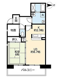 UR都市機構フローラルタウン千鳥橋61号棟 1LDKの間取図画像