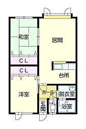 7・6マンション 2LDKの間取図画像