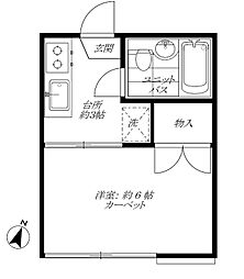 サン・ハイム 1Kの間取図画像