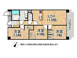 クラウンハイム東淀川弐番館 3LDKの間取図画像