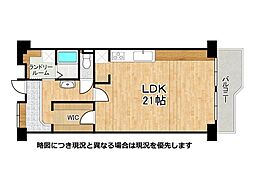 守口ハイライフB棟 ワンルームの間取図画像