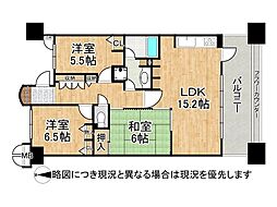 レスタージュ住道 3LDKの間取図画像
