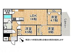 パレ京橋1番館 3LDKの間取図画像
