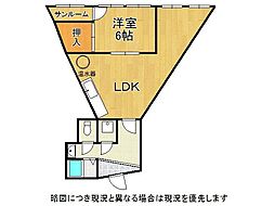 新大阪第一ダイヤモンドマンション 1LDKの間取図画像
