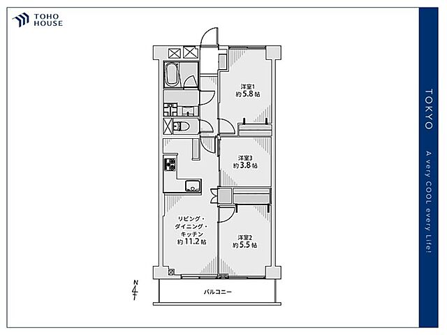 間取り クレールあづさわ 3階/-
