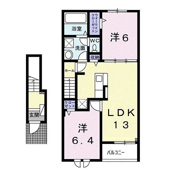 岡山県笠岡市絵師(賃貸アパート2LDK・2階・59.58㎡)の写真 その3