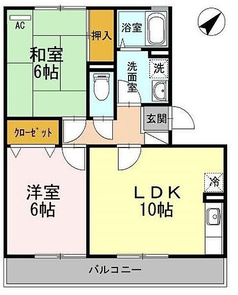 広島県福山市南手城町１丁目(賃貸アパート2LDK・3階・51.86㎡)の写真 その4