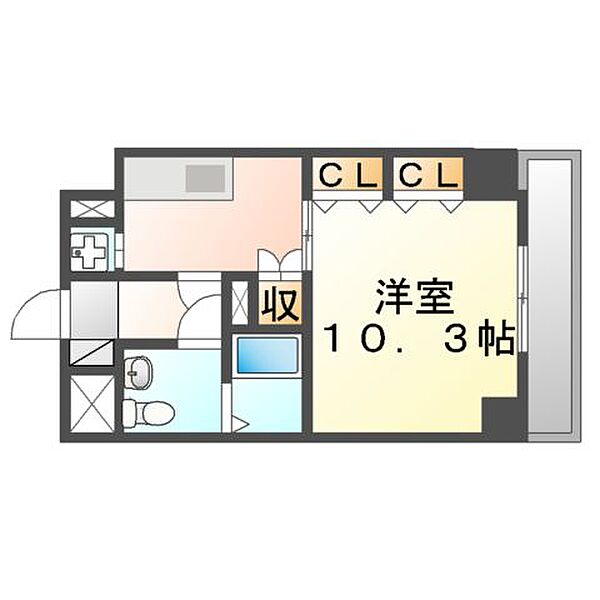 広島県福山市昭和町(賃貸マンション1K・6階・33.79㎡)の写真 その3