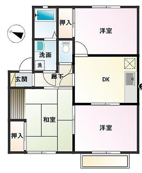 広島県福山市山手町７丁目(賃貸アパート3DK・1階・54.66㎡)の写真 その4