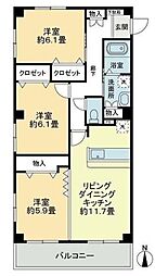 JR山陽本線 東福山駅 4.5kmの賃貸マンション 3階3LDKの間取り
