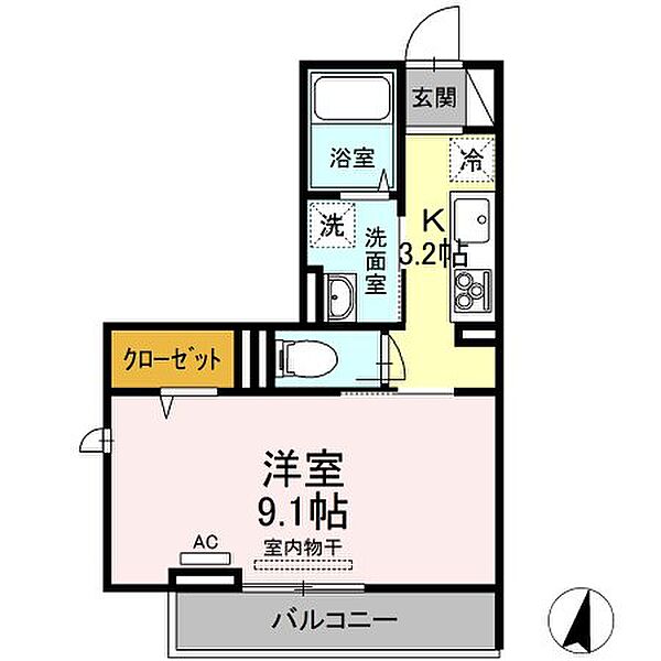 広島県福山市春日町１丁目(賃貸アパート1K・3階・30.35㎡)の写真 その3