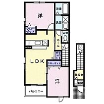 広島県福山市神辺町字道上（賃貸アパート2LDK・2階・58.86㎡） その1