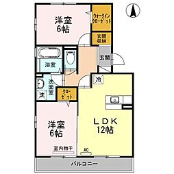 JR山陽本線 東福山駅 徒歩18分の賃貸アパート 2階2LDKの間取り