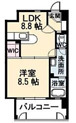 JR山陽本線 福山駅 徒歩10分の賃貸マンション 8階1LDKの間取り